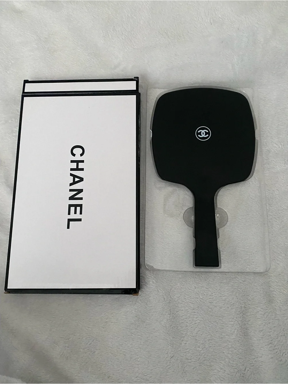 CHANEL Black Hand Mirror CC Logo